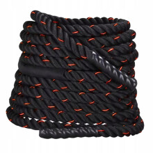 Lina bojowa do ćwiczeń treningu fitness 12m czarno-czerwona Battle Rope