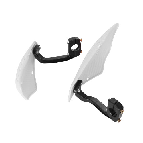 Motorcycle Brush Guard Style Set with Clamp On Handlebar Arms White