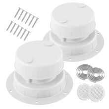 Travel Trailer Roof Vent Covers, Metal Pair with Mesh Screens White