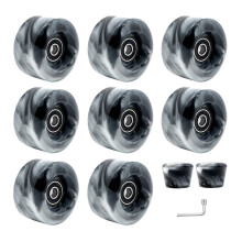 Roller Skate Wheels with Wrench, Quads Roller Skate Wheels Double Row Black and White