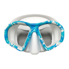 Scubas Goggles Tempered Glass Antileak Diving Panoramic Wide Views Lake blue and white