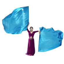 2Pcs Semicircle Worship   Wing Flags Praise Dance Flags with Scalable Rods Lake blue