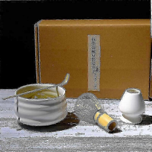 (D) 4pcs/set Traditional Matcha Gift Set Bamboo Ceramic Matcha Bowl With Whisk