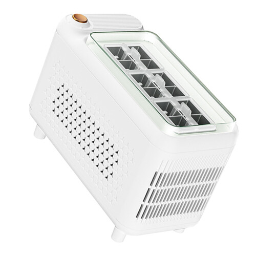 Small Tabletop Ice Maker for Travel Drinks, Camping Use and Counters 12 ice trays White