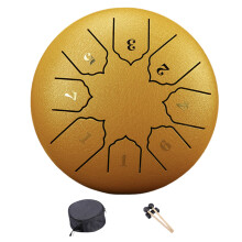 Slit Drum, Steel Tongue Drum, 6Inch 8 Tone, Handpan Drum with Drumsticks Gold