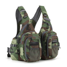 Multipocket Fly Fishing Vest Fishing Tackle Backpack Light Weight Chest Pack Camouflage