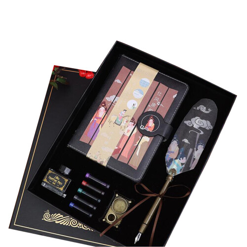 1 Set Excellent Retro Calligraphy Pen Set Ancient for TANG Dynasty Pattern Desig Black