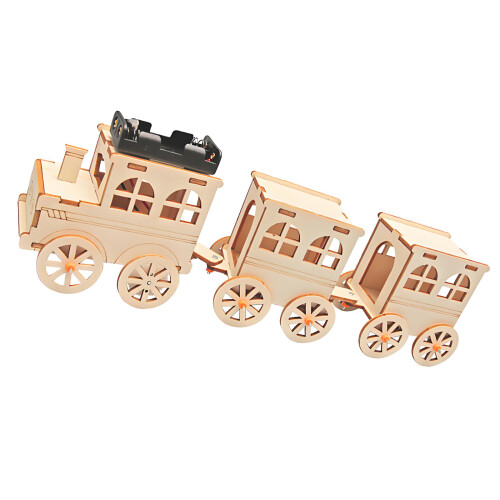 Electric Wooden Train Model Craft Assembly Set for Student Handcraft Activity