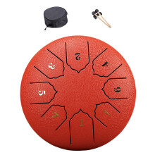 6 Inch 15cm Steel Tongue Drum 8 Notes Percussions Instrument Kits Red