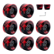 Quads Skate Replacement Skateboard Wheels with Bearings, Roller Skate Wheel Set Black red