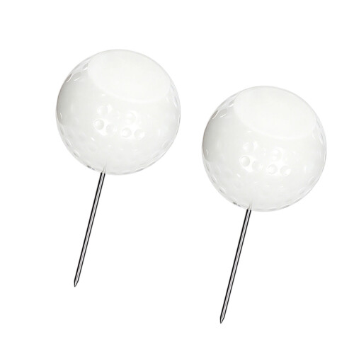 Driving Range Golf Markers 2 Pack Ball Shape Stakes for Grass Use White