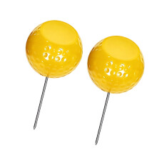 Course Position Golf Markers 2 Pack Ball Shape Stakes for Range Yellow