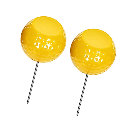 Course Position Golf Markers 2 Pack Ball Shape Stakes for Range Yellow