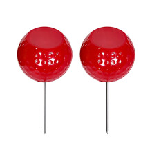 Golf Course Markers 2 Pack Ball Shape Ground Stakes for Driving Range Red