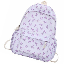 Lovely Bows Backpack Student School Backpack Large Capacity Backpack for Daily Purple