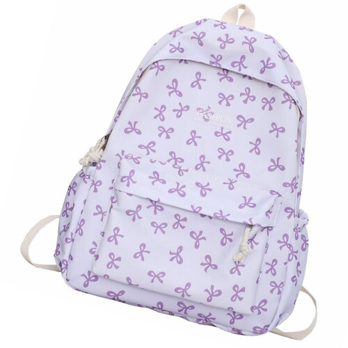 Lovely Bows Backpack Student School Backpack Large Capacity Backpack for Daily Purple