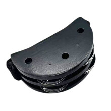 Foot Tambourine with Steel Bells for Ukuleles Guitar Drum Mandolin Playing Black