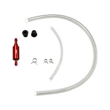 Manual Brake Bleeder Hose Tool with Clear Hose and Bottle for Fluid Changes Red