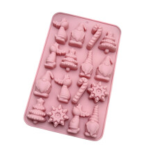 Pink Christmas Mold Tray for Holiday Jelly Cubes, Candy Bites and 16th Snowflake Deer