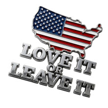 American Flag Vehicle Trim Badge with Adhesive Backing and Silver Tone Letters car 1logo