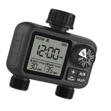 Garden Hose Irrigation Timer with Double Outlet Scheduling Display for Watering meibiao