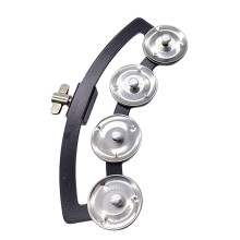 Mountable Tambourine Hand Bells Rattle Handheld Percussion Snares Tambourine Silver