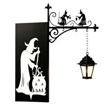 Decorative Metal Bookend with Hanging Pendant Book Support for Desks Shelves witch lantern