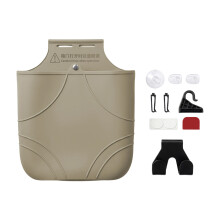 Vehicle Cabin Trash Bag Silicone Pouch with Hanging Slots for Car Door Storage beigee