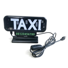 Taxi Sign In Car Service Display Sign with Dashboard Base for Ride Share Use White