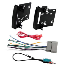 Black 2 Din Radio Kit with Wiring Harness Car Spare Part for Panel Installation