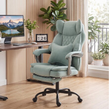 HOMCOM Big and Tall Office Chair with Lumbar Support, Light Blue