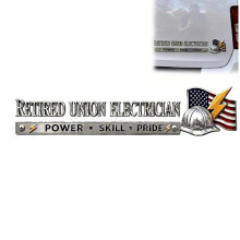 Adhesive Car Badge Sign with Metal Look for Vehicle Panel Styling retired electrician