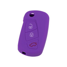 Full Wrap Silicone Key Cover for Slanted 3 Button Flip Key Use Purple