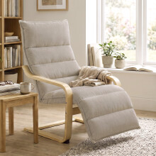 HOMCOM Lounge Chair with Wooden Frame for Living Room, Bedroom, Light Brown