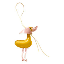 Padded Bird Key Holder Keychain Charm Accessory with Stitched Shape for Purse Yellow
