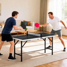 SPORTNOW 5ft Mid-Size Table Tennis Table for Indoor Game, Black