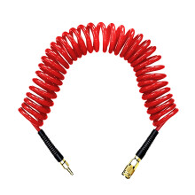 PU Coiled Air Hose for Garage Repair, Inflation Work and Workshop Use Red 7.5 meters