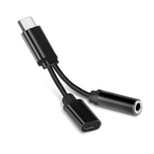 Convenient for3.5mm Most Type-C to Digital Audio Adapter Cable Black