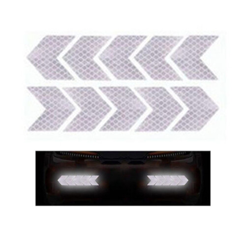 10Pcs Waterproof Self Adhesive Car Reflector Sticker Collision Avoidance Silver white