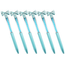 6Pcs Bow Ballpoint Pen Twist to Open/Close 1.0MM Tip, Ballpoint Pen for Office Blue