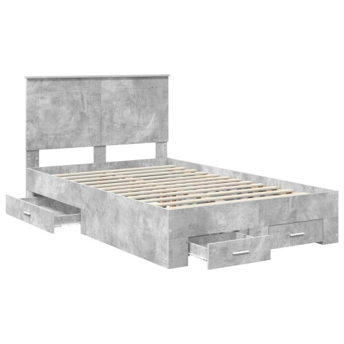 VidaXL vidaXL Bed Frame Concrete Grey 120 x 190 cm Engineered Wood 2