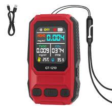 Handheld HCHO TVOC Screen Reader with ABS Body and Lanyard Support Red