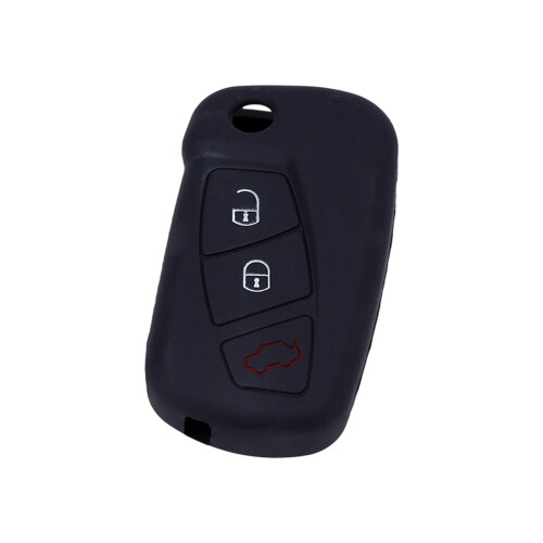Protective Silicone Key Sleeve for Slanted 3 Button Flip Key Black