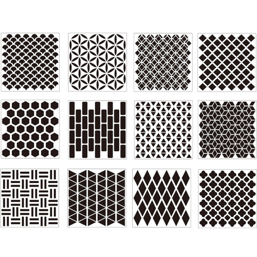 12 pcs Reusable Painting Drawing Stencils Mandala Dotting Template Sets White