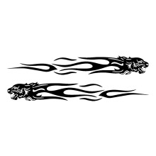 2x Motorbike Exterior Body Sticker 24cm Large Tiger Flame Totem Decals for Cars Black