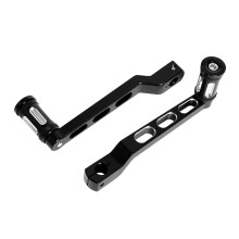 Front Rear Gear Lever Pair for Motorcycles with Machined Metal Arms Black