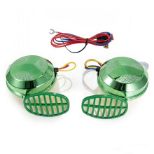 Snail Horn Kit Pair with Wiring Harness for Car Motorcycle Truck 12V Green