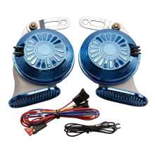 Vehicle Warning Horn Pair with Wiring Harness for Road Replacement 12V Blue