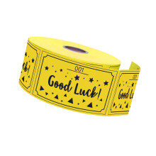 500Pcs Raffle Ticket Roll with Numbered Tear-Off Contact Lines for Check-In Yellow