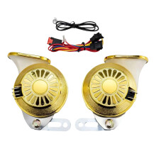 Road Signal Horn Pair with Harness for Vehicle Mounting Needs 12V Gold